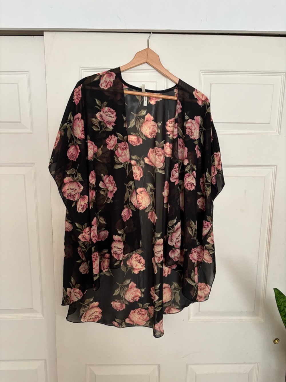 Live 4 TRUTH Black Floral Sheer Top with Pink Rose Print